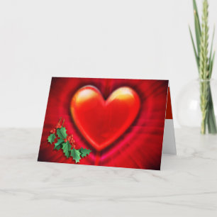 Red heart Christmas card with love.