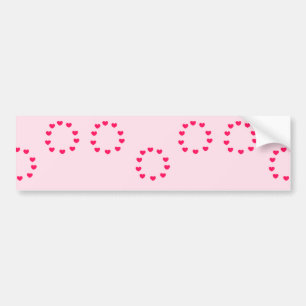 Red heart circles on pink bumper sticker