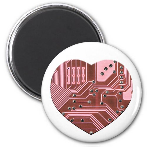 Red Heart Circuit Board Valentines Magnet