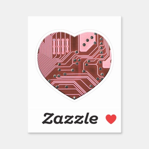 Red Heart Circuit Board Valentines Sticker