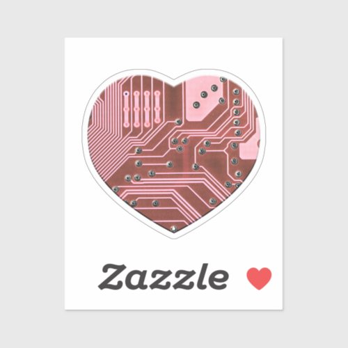 Red Heart Circuit Board Valentines Sticker