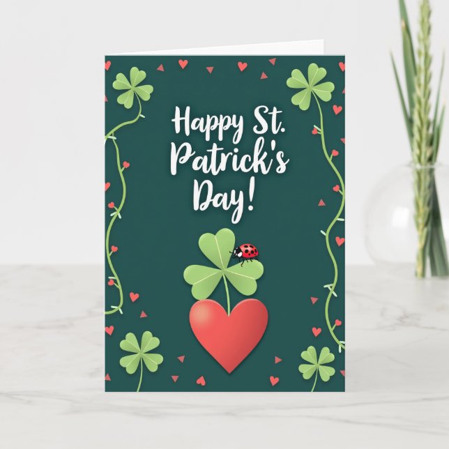 Red Heart Clover Scene Card (Front)