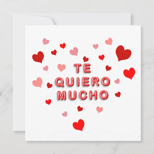Red Heart Confetti Te Quiero Mucho 3d Letters Holiday Card | Zazzle