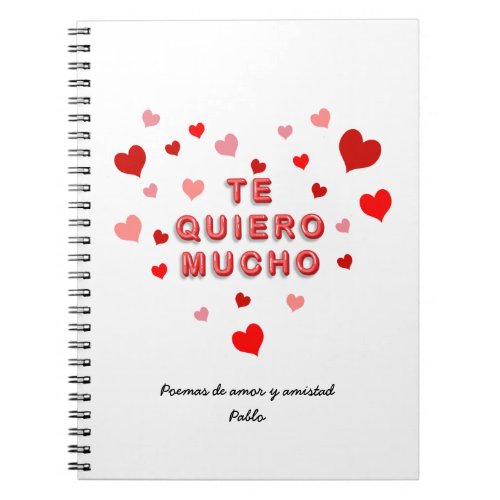 Red Heart Confetti Te Quiero Mucho 3d Letters Notebook