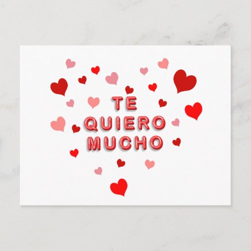 Red Heart Confetti Te Quiero Mucho 3d Letters Postcard