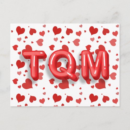 Red Heart Confetti TQM 3d Letters Postcard