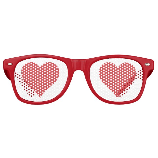 Red Heart Cool Valentines Day Celebration  Retro Sunglasses (Front)