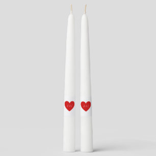 Red Heart Couple Monogram Valentine's Day Taper Candle