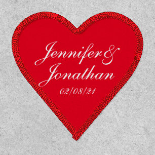 Red Heart Couple Name Valentine Patch