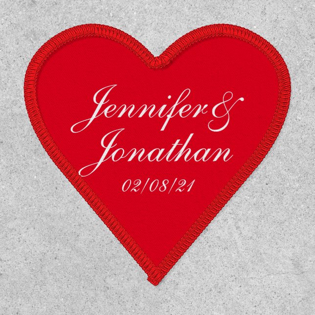 Red Heart Couple Name Valentine  Patch (Front)