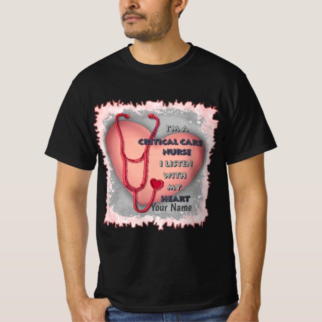 Red Heart Critical Care nurses t-shirt (Front)