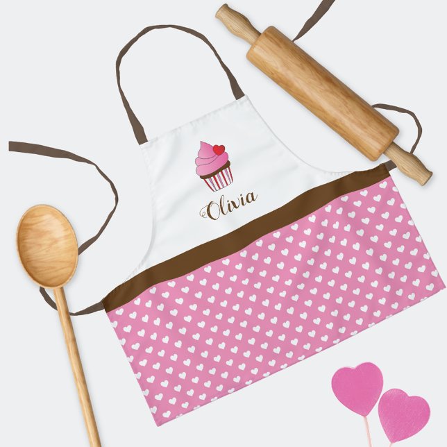 Red Heart Cupcake Monogram Apron (Creator Uploaded)