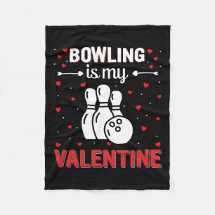 Red Heart Cupid Love Graphic Bowling Is My Valenti Fleece Blanket