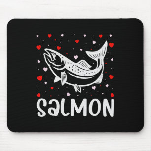 Red Heart Cupid Love Graphic Salmon Lover Valentin Mouse Pad