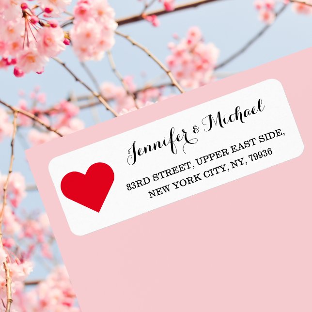 Red Heart Custom Elegant Wedding Valentines Day Label (Red Heart Custom Elegant Wedding Valentines Day Label)