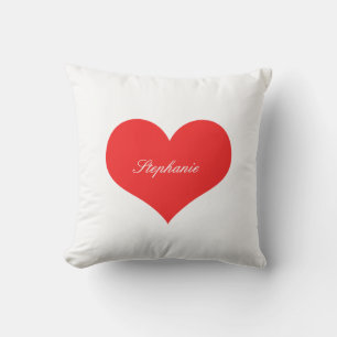 Red Heart Custom Name Monograms Gift Favor Decor Outdoor Pillow