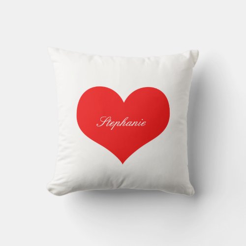 Red Heart Custom Name Monograms Gift Favor Decor Throw Pillow