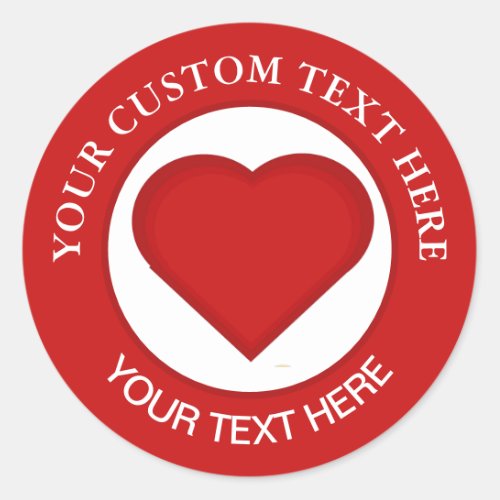 Red Heart Custom Text 1 12 Classic Round Sticker