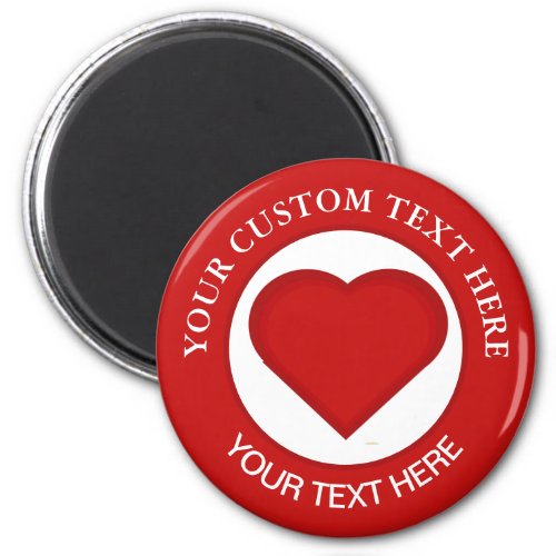 Red Heart Custom Text  Magnet