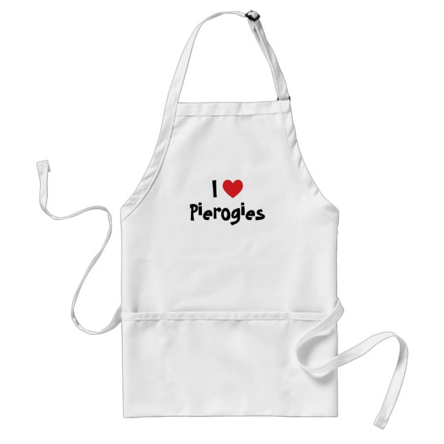 Red Heart Customizable I Love Pierogies Adult Apron (Front)