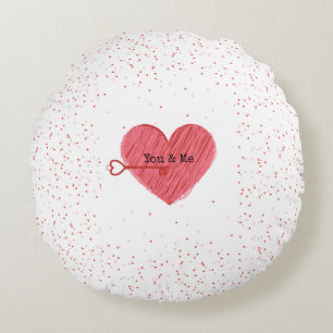 Red Heart Cute Elegant Modern Valentines Day Round Pillow
