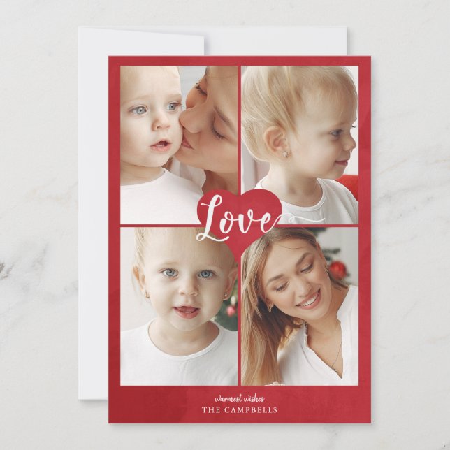 Red Heart Cute Love Photo Valentine Day Holiday Ca (Front)