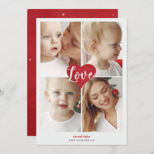 Red Heart Cute Love Photo Valentine Day Holiday Card