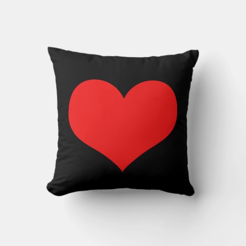 Red Heart Cute Valentines Day Black Custom Color Throw Pillow