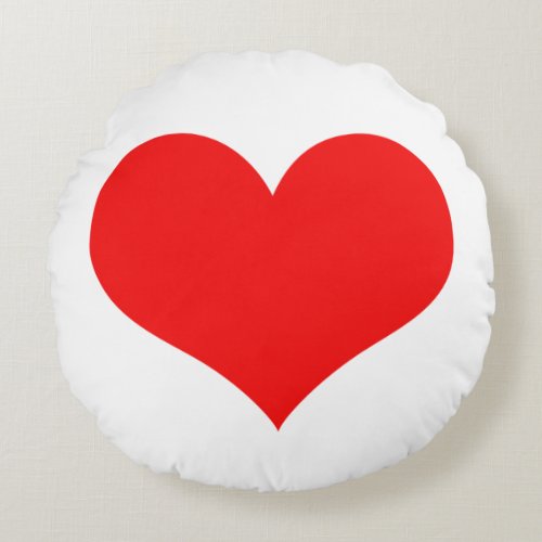 Red Heart Cute Valentines Day Custom Color White Round Pillow