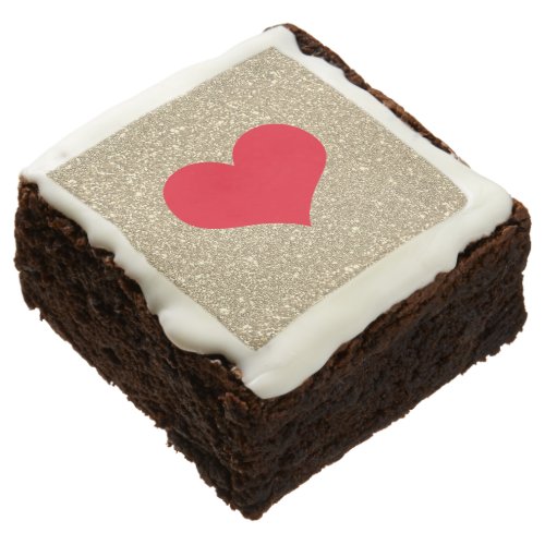 Red Heart Cute Valentines Day Rustic Gold Glitter Brownie