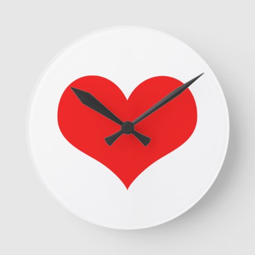 Red Heart Cute Valentines Day White Custom Color Round Clock