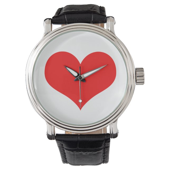 Red Heart Cute Valentine's Day White Custom Color Watch (Front)