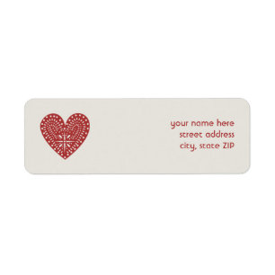 Red Heart Cutout Valentine's Address Label