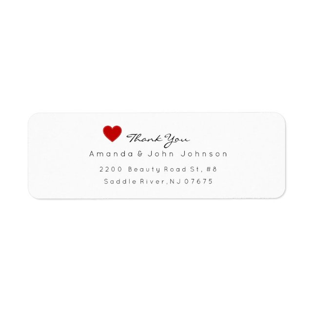 Red Heart Delciate Thank You Wedding Label (Front)
