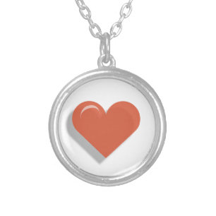 Red Heart Design Silver Plated Necklace