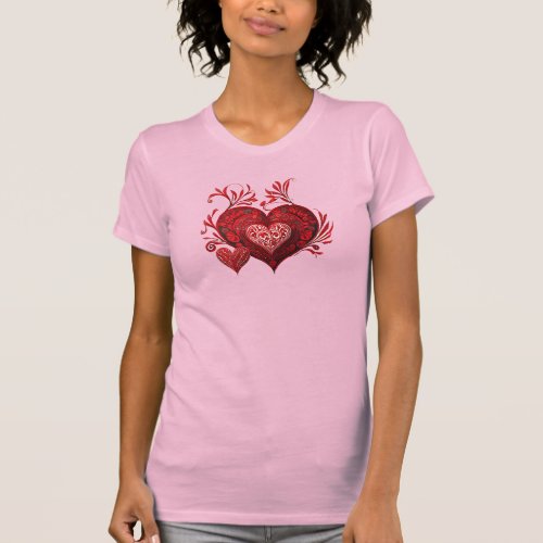 Red heart design Womens  t_shirt