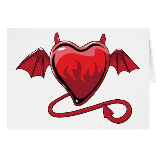 Red Heart Devil Horns Love Hearts Card | Zazzle