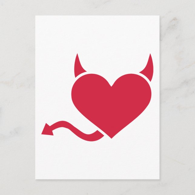 Red heart devil postcard (Front)
