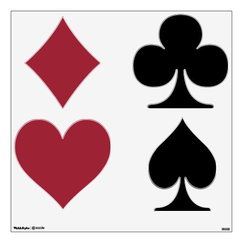 Red Heart Diamond Black Spade Club Card Game 30x30 Wall Decal