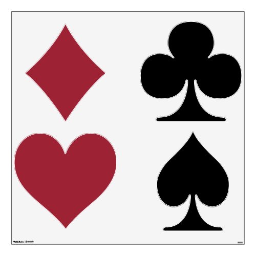 Red Heart Diamond Black Spade Club Card Game 48x48 Wall Decal