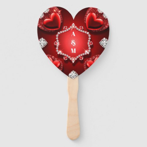 Red Heart Diamond Jewelry Romance ❤️ Hand Fan