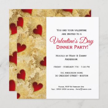 Red Heart Dinner Valentine's Day Invitation by visionsoflife at Zazzle