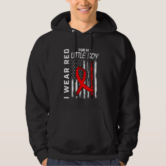 Red Heart Disease Awareness American Flag Little B Hoodie