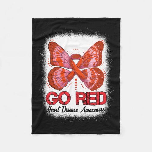 Red Heart Disease Awareness Month Red Ribbon Butte Fleece Blanket