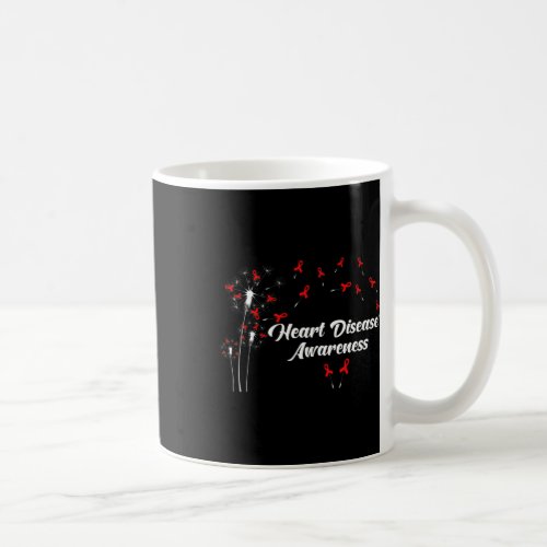 Red Heart Disease Awareness Red Ribbon Dandelion W Coffee Mug