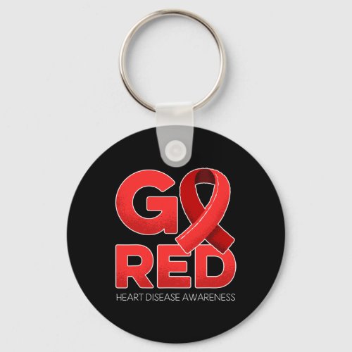 Red Heart Disease Awareness Red Ribbon Survivors  Keychain