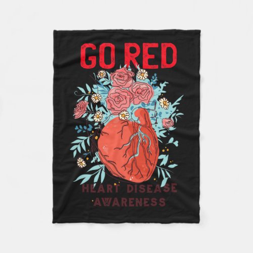 Red Heart Disease Support Heart Disease Awareness  Fleece Blanket