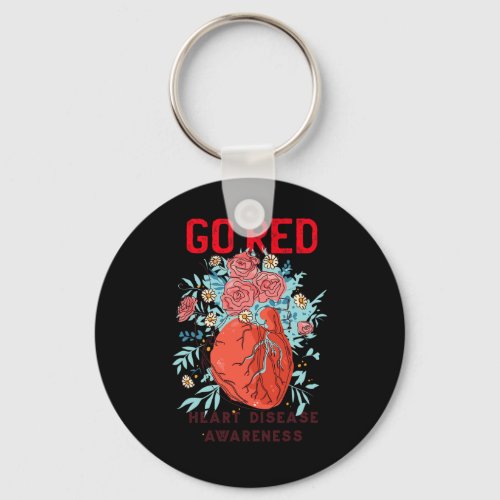 Red Heart Disease Support Heart Disease Awareness  Keychain