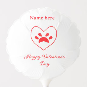 Red heart dog cat paw happy Valentine's day name Balloon