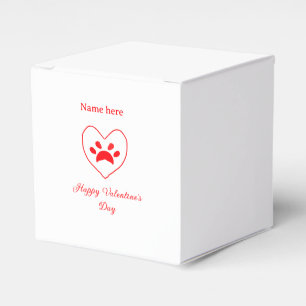 Red heart dog cat paw happy Valentine's day name Favor Boxes